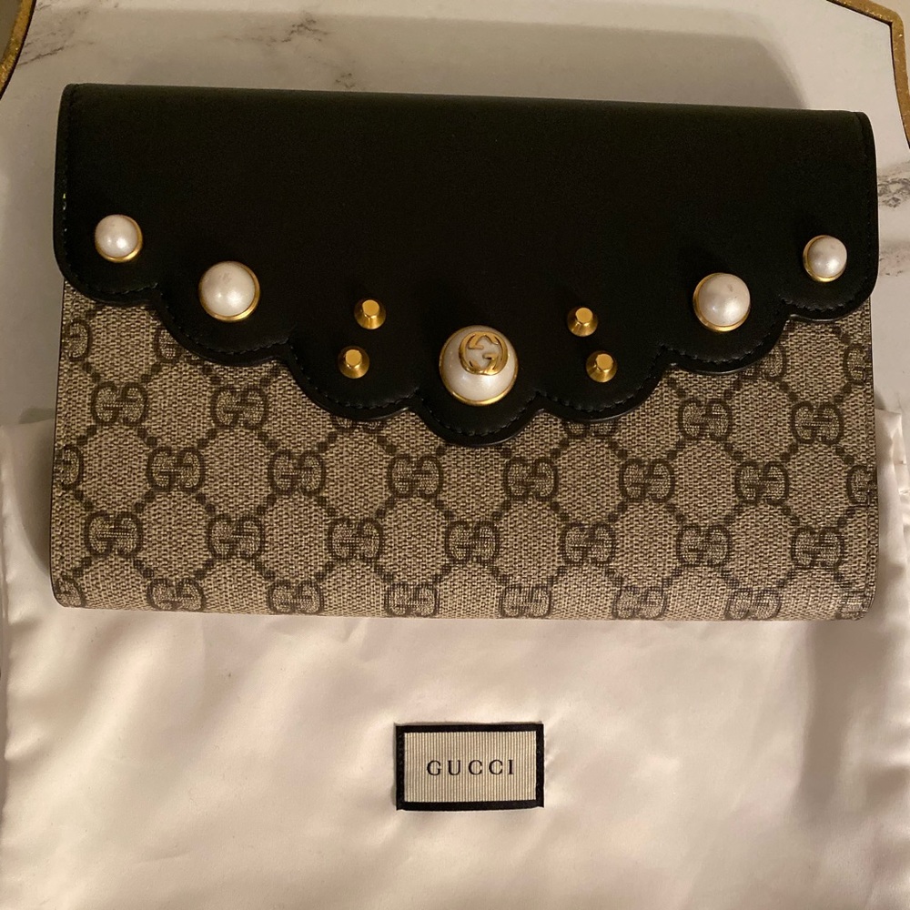 Monogram Pearl Gucci Clutch